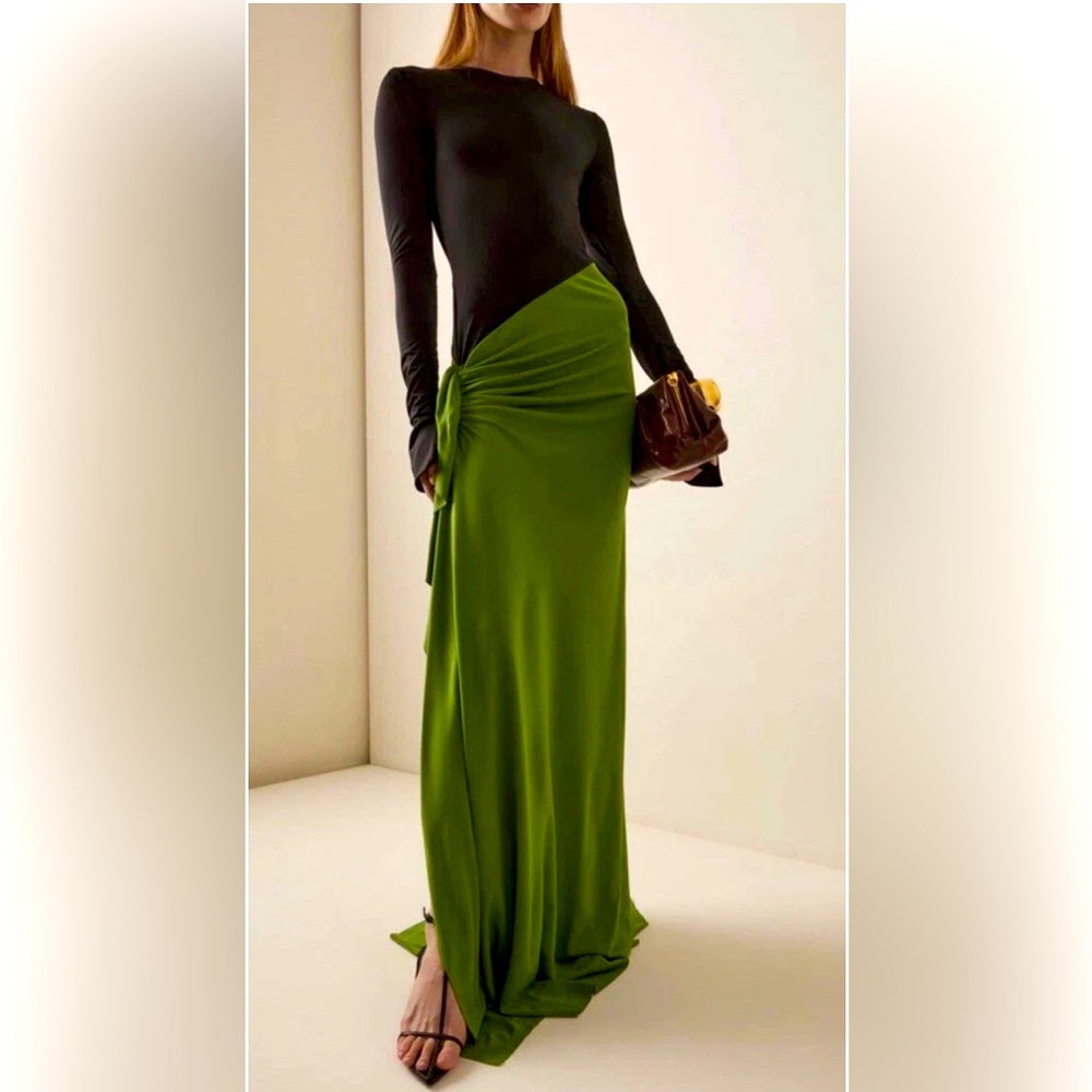 NWT- Victoria Beckham Long Sleeve Draped Jersey Gown